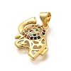 Rack Plating Brass Micro Pave Cubic Zirconia Pendants KK-L226-028G-2