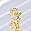 Brass Micro Pave Clear Cubic Zirconia Ooen Cuff Rings for Women RJEW-K289-02G-2