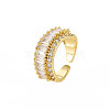 Brass Micro Pave Cubic Zirconia Cuff Rings for Women RJEW-T016-39G-02-3