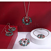Christmas Wreath & Bell Alloy Rhinestone Pendant Necklaces & Dangle Earrings & Charm Bracelets & Brooch Sets WG06691-10-1