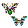 HOBBIESAY 2Pcs 2 Style Rhinestone Butterfly Brooch Pin JEWB-HY0001-16-1