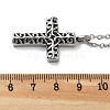 304 Stainless Steel Flower Textured Cross Urn Ashes Necklaces STAS-Z106-03AS-6