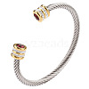 January Twisted Stainless Steel Rhinestone Open Cuff Bangles VG2033-1-1