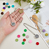 2Pcs 2 Styles Stainless Steel Flat Round with Flower Essential Oil Diffuser Locket Pendant Necklaces for Women NJEW-HS0001-17-3