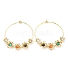 Flower Glass Hoop Earrings EJEW-K261-01G-02-1