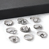 9Pcs Boho Alloy Rhinestone Plain Band Rings PW-WG2EE61-01-2