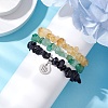 3Pcs 3 Styles Natural Citrine & Green Aventurine & Synthetic Blue Goldstone Chips Stretch Bracelets Sets BJEW-JB11076-08-3