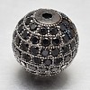 CZ Brass Micro Pave Cubic Zirconia Round Beads ZIRC-L017-14mm-06B-1