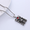 Vintage Hip-hop Stainless Steel Skull Red Evil Eye Pendant Necklaces for Men HR1358-3