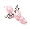 Pearlized Glass Pearl Bead Pendants PALLOY-JF03204-03-4