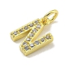 Letter Brass Micro Pave Clear Cubic Zirconia Pendants KK-K354-06G-N-2