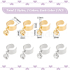 8Pcs 4 Style 304 Stainless Steel Open Cuff Rings Set with Charms RJEW-AB00009-3