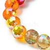 Rainbow Color Faceted Round Glass Stretch Bracelets for Women BJEW-JB09481-01-3