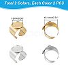 Unicraftale 4Pcs 2 Colors 304 Stainless Steel Open Cuff Finger Ring Cabochon Settings STAS-UN0052-36-2