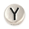 925 Sterling Silver Flat Round with Letter Beads LS-STER-G044-01AS-Y-1