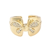 Rack Plating Butterfly Brass Micro Pave Cubic Zirconia Wide Open Cuff Rings for Women RJEW-B064-13G-2