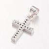 Cross Brass Micro Pave Cubic Zirconia Pendants KK-E673-027P-2