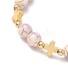 6Pcs 6 Colors Heart with Eye Alloy Enamel Charm Bracelets BJEW-JB12287-6