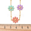 304 Stainless Seel Enamel Daisy Flower Link Chain Necklaces for Women NJEW-D303-01G-5