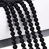 Natural Black Stone Bead Strands G-R193-01-6mm-1
