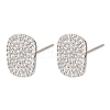 Brass Micro Pave Cubic Zirconia Stud Earring Findings with Loops CU-CBA1682-03P-1
