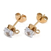 Ion Plating(IP) 304 Stainless Steel Cubic Zirconia Stud Earring Findings STAS-P373-06B-04-1