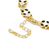 Clear Cubic Zirconia Panda Link Chain Bracelet with Enamel BJEW-P288-10G-4