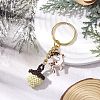 Pine Cones and Sika Deer Glass Seed Bead Keychain KEYC-MZ00028-1