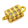 Brass Micro Pave Clear Cubic Zirconia Hollow Column Connector Charms KK-A230-05D-G-2