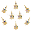 DICOSMETIC 8Pcs Brass Micro Pave Colorful Cubic Zirconia Pendants ZIRC-DC0001-26-1