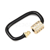Oval Brass Micro Pave Clear Cubic Zirconia Screw Carabiner Clasps KK-B167-01B-G-3