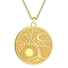 Stainless Steel Viking Moon Sun Tree of Life Flat Round Pendant Box Chain Necklaces PW-WG93B99-02-1