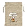 Christmas Printed Burlap Packing Pouches Drawstring Bags ABAG-Q053-02B-06-1