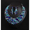 Alloy Rhinestone Pendant Necklaces & Teardrop Stud Dangle Earring Sets for Women WG99E9F-03-2