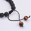 Natural Lava Rock & Howlite Round Beaded Bracelets for Men BJEW-JB02954-9