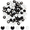 100Pcs 2 Colors Black & White Round Glossy Ceramic Porcelain Beads for Jewelry Making PORC-PA0001-38-1
