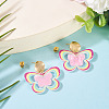 Brass Printing Acrylic Butterfly Dangle Stud Earrings EJEW-TA00672-4