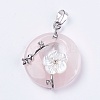 Natural Rose Quartz Pendants G-F546-A10-2