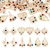 24Pcs 6 Style Iron with Glass Pendants IFIN-TA0001-61-1