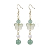 Natural Green Aventurine Butterfly Dangle Earrings EJEW-JE06317-02-2