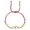 Bohemian Style Adjustable White Alloy Eyelash Eye & Brass Beads Braided Bracelets WF4664-5