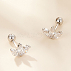 S925 Sterling Silver Clear Cubic Zirconia Flower Petal Stud Earrings DX5333-2-1