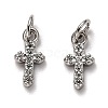 Brass Micro Pave Cubic Zirconia Tiny Cross Charms ZIRC-H119-04P-1