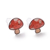 Acrylic Cartoon Mushroom Stud Earrings with Platic Pins for Women EJEW-F293-03A-2