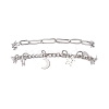 304 Stainless Steel Paperclip & Figaro Chain Bracelets for Women BJEW-JB12445-02-2