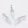 Brass Natural Amazonite Double Terminated Pointed Pendants KK-G343-11S-02P-1