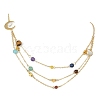 Natural & Synthetic Mixed Gemstone Beaded Triple Layered Necklaces NJEW-TA00091-2