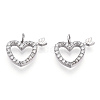 Rhodium Plated 925 Sterling Silver Micro Pave Cubic Zirconia Charms STER-T004-62P-2