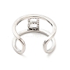 Clear Cubic Zirconia Initial Letter Open Cuff Ring RJEW-A012-01P-B-3