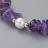 Natural Amethyst Chip Beaded Bracelets BJEW-JB04933-03-2